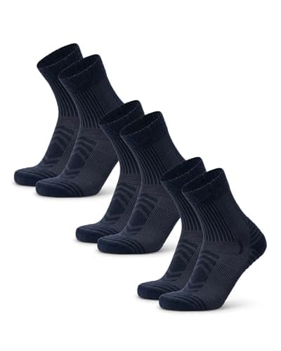 DANISH ENDURANCE Calcetines Antiampollas Senderismo de Lana Merino Ligeros, 3 Pack, Azul Oscuro, 35-38