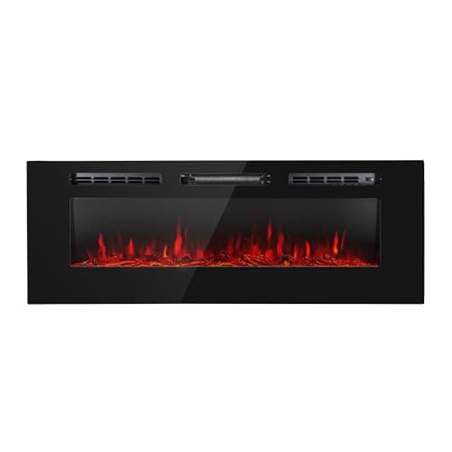 Klarstein Chimenea Electrica Pared, Estufa sin Leña de Interior, Chimeneas Electricas Decorativas 1800W, Llama LED, Chimenea Decorativa Falsa, Mando a Distancia, Temporizador y Termostato Ajustable