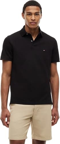 Tommy Hilfiger Polo de Manga Corta Hombre 1985 Regular Fit, Negro (Black), M