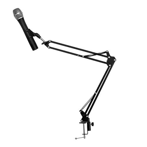 auna Pro - ST-1.2 Brazo soporte para micrófono (1,5 Kg carga, 35x35 cm, negro, rápida instalación, estudio casero, podcasts, pie de micro, fácil montaje en mesa, apto para lámparas)
