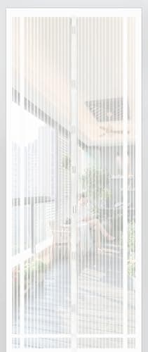 Sekey 100x220cm Cortina Mosquitera Magnética para la Protección Contra Insectos, el Mosquitera Magnético Ideal para Puerta de Balcón, Puerta de Terraza (se Puede Cortar en Altura y Ancho), Blanco