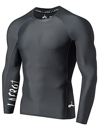 LAFROI - Camiseta de Neopreno Protectora, de compresión, para Hombre, Manga Larga, UPF 50+, Ajustada, Modelo CLYYB (Asym Dark Grey,L)