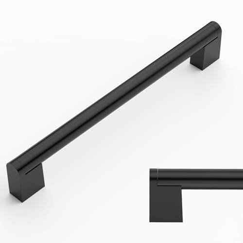 Amerdeco 5 Pieza Tiradores Cocina 256mm Tiradores Armarios Negro Tirador Puerta Tiradores Cajones de Acero Inoxidable Manillas Tiradores Para Muebles Tirador Puerta Corredera UK0038