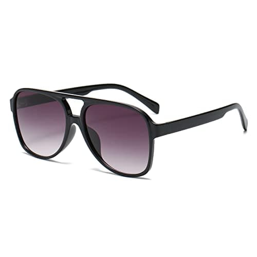 YAMEIZE Gafas de Sol Rectangulares Vision Nocturna Retro Mujeres y Hombres Gafas Protectoras UV400 de Doble Puente para Exteriores (Doble Gris)