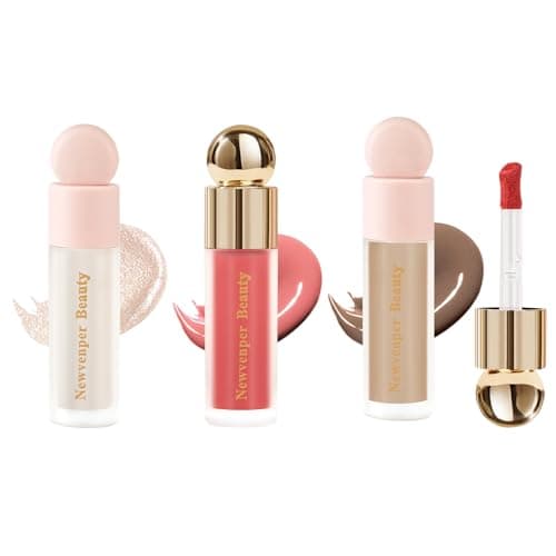 Contour+ Highlighter Rouge Facial con Cepillo, Duradero y Suave, Líquido Colorete Iluminador Contorno
