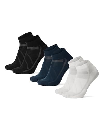 DANISH ENDURANCE Calcetines de Ciclismo Bajos, Acolchados y Transpirables, Hombres y Mujeres, 3 Pack, 1 x Blanco, 1 x Negro, 1 x Azul, 35-38