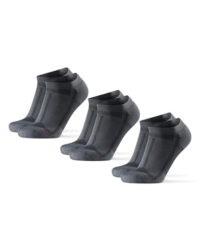 DANISH ENDURANCE Calcetines Cortos de Running, Antiampollas, Técnicos, Deporte, para Hombre y Mujer, 3 Pack, Gris/Nero, 39-42