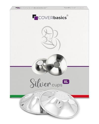 COVERbasics Pezoneras en Plata (SilverCups) Copas Protectoras para la prevención y el Tratamiento de Fisuras mamarias Durante la Lactancia (XL)