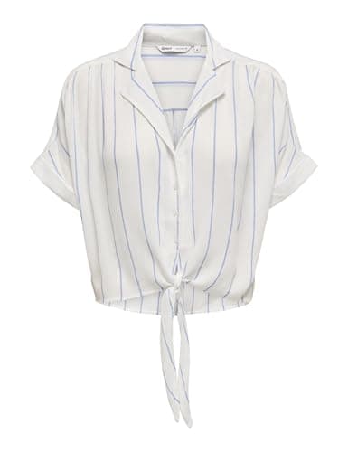 Onlpaula Life S/S Tie Shirt WVN Noos, Cloud Dancer, XS