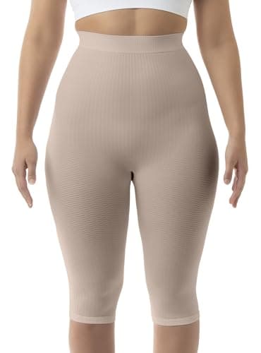 Farmacell 123 (Powder, S/M) Faja Pantalón Capri Mujer Anticelulitis Masaje, Talle Alto, Made in Italy
