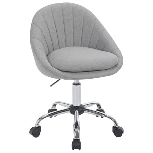 WOLTU Silla Escritorio, Silla Oficina con Ruedas, Silla Tocador Giratoria con Respaldo Amplio, Silla Ordenador Lino Transpirable, Silla Ergonómica Estudio y Dormitorio, Marco Metalico, Gris, BS168gr