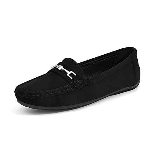DREAM PAIRS Mocasines Casual de Mujer Plano Loafers Cómodos Primavera Verano Otoño,Size 36,Ante Negro,SDLS2205W-NEW-E