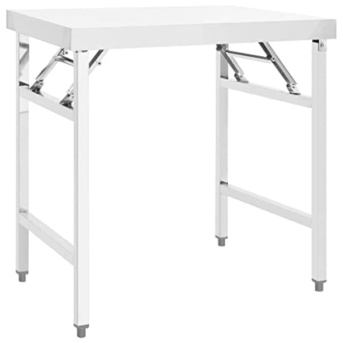 vidaXL Mesa de Trabajo Plegable para Cocina Banco Comida Hostelería Restaurantes Comedores Reuniones Familiares Colegios Acero 85x60x80 cm