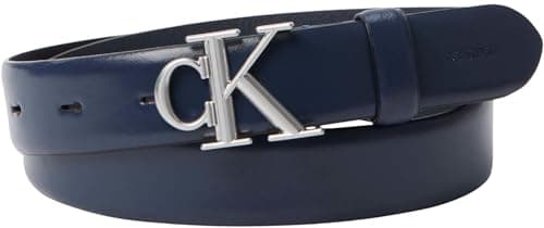 Calvin Klein Cinturones lisos LV04F7074G con hebilla Ck redonda para mujer, 30 mm, azul, 80