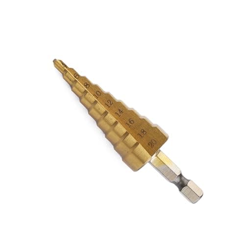 Shallho 1/4" vástago hexagonal 4-20mm titanio recubierto espiral acanalado paso taladro HSS paso broca para plástico madera metal multi-agujero cónico taladro