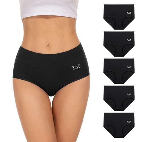 TANSTC Bragas de Cintura Alta para Mujer, Ropa Interior de algodón, Bragas de Cobertura Completa de la Espalda, Paquete múltiple de 5, XXL