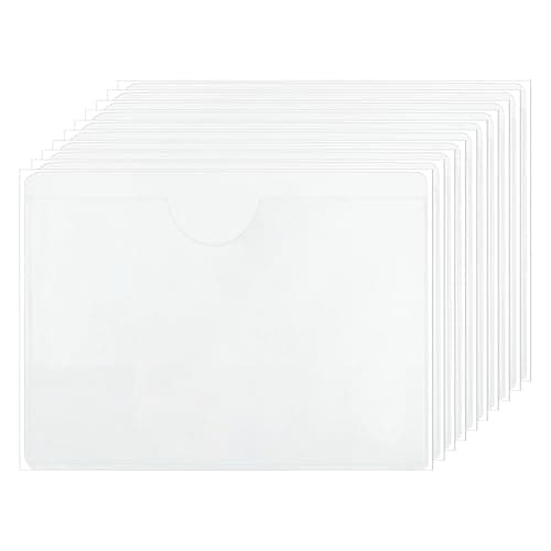 QUARKZMAN 35 Bolsillos Autoadhesivos para Tarjetas Índice con Apertura Superior, 3.3" x 2.4" Portaetiquetas de Plástico Transparente para Organizar y Proteger Tarjetas, Transparente