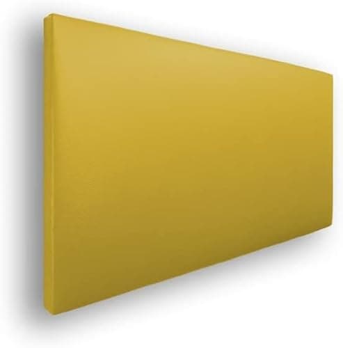 Silcar Home - Cabecero de Cama 90 Amarillo Jep - Estructura de Madera, Tapizado en Polipiel Liso, Diseño Moderno, Fácil Instalación, Acolchado - Polipiel Amarillo, 90 cm