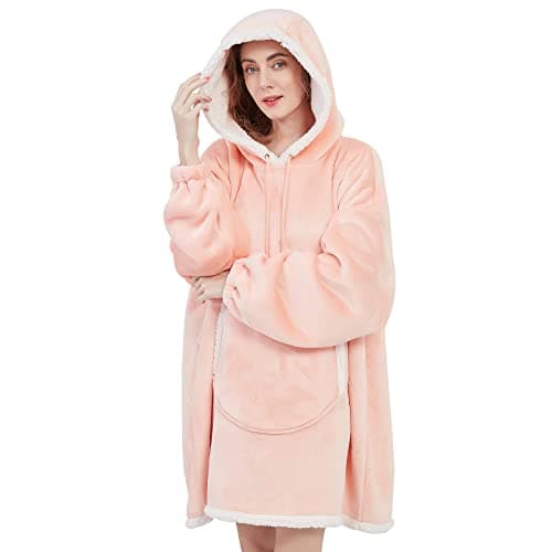 Viviland - Sudadera extragrande de estilo manta con capucha, de tejido sherpa, suave y cálida, con bolsillo frontal grande, para adultos