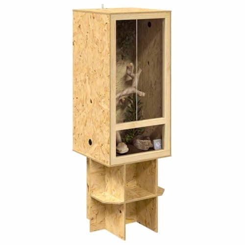 vidaXL Terrario Marrón 50 x 50 x 130 cm OSB, Terrario rústico y Duradero, Espacio Ideal para Reptiles, hogar en Vidrio para tu Mascota