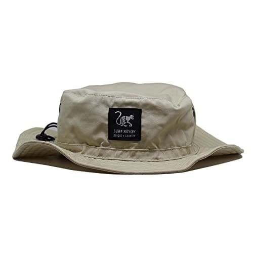 Sombrero de Protección Solar Surf Monkey® - SIN Cuerda- Visera Flexible - Hombre/Mujer - Boonie Hat (UPF 50+ Beige)