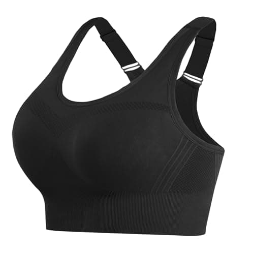 Litherday Sujetador Deportivo Mujer Alto Impacto sin Aros con Almohadillas Extraíbles Bra Deportivo Push Up para Yoga Running Fitness y Entrenamiento Tallas Negro L