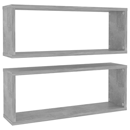 vidaXL 2X Estante Cubo Pared Repisa Flotante Balda Salón Sala de Estar Estudio Exhibición Colgante Decoración Contrachapada Gris Hormigón 60x15x23 cm