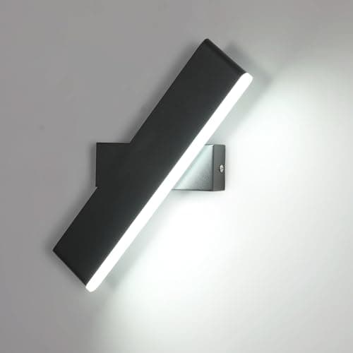 Pheashine 9W Aplique de Pared Interior, Lámpara de Pared Moderna Giratoria de 360 °, Aplique LED Negro para Dormitorio, Salón, Pasillo, Escaleras