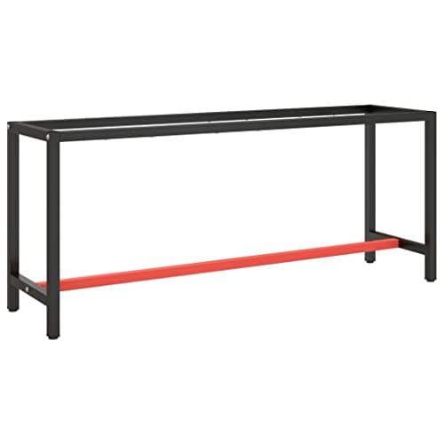 vidaXL Estructura Banco de Trabajo Mesa Soporte Base Muebles Mobiliario Bricolaje Garaje Taller Duradera Metal Negro y Rojo Mate 190x50x79cm