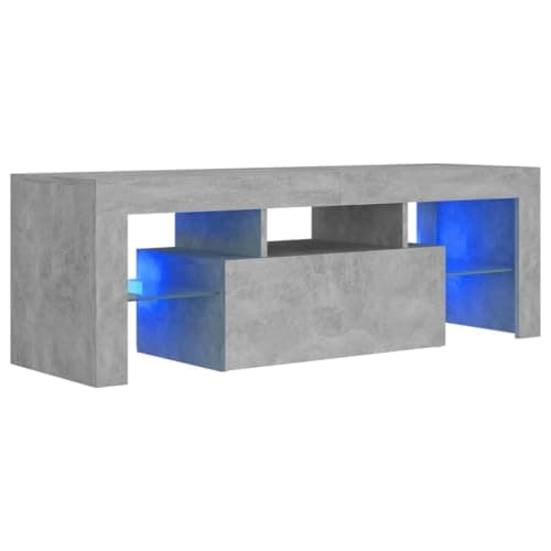 vidaXL Mueble para TV con Luces LED Soporte Armario Aparador Estante Salón Sala de Estar Decoración Entretenimiento Gris Hormigón 120x35x40 cm