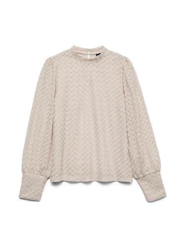 VERO MODA VMBECCA High Neck Lace Top JRS, Piedra Pumice., XS