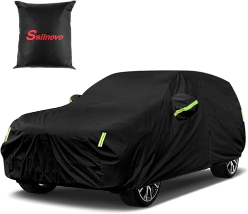 Sailnovo Funda para SUV de 7 Capas Impermeable,para Todo Tipo de Clima con Protección Nieve y Sol con Cremallera de Acceso para Jeep Wrangler y Mazda CX-50 Ajuste Universal(485-508 cm)