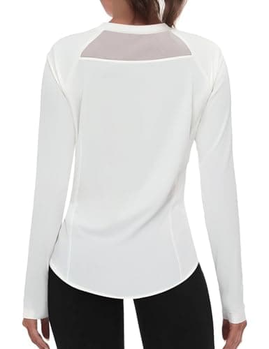 Wayleb Camiseta Deporte Mujer de Manga Larga Camisetas Deportiva Ligero y Secado Rápido Ropa de Correr Gimnasio Yoga Tops