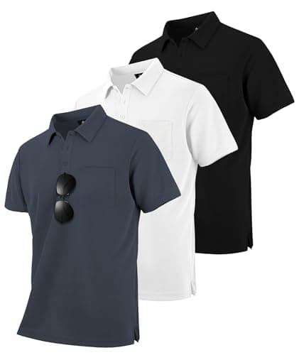 Zitysport 3 Pack Polos Hombre Manga Corta Secado Rápido Transpirable Regular Fit Camisas Trabajo Verano Deporte Camiseta