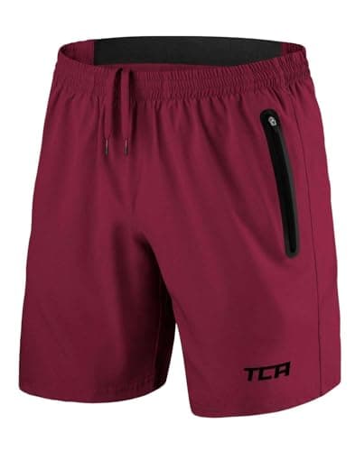 TCA Pantalones Cortos Hombre Deporte con Bolsillos de Cremallera - Pantalon Corto Deportivo Hombre Tecnología Elite Tech - Running Shorts Men Gym Correr Padel - Rojo, M
