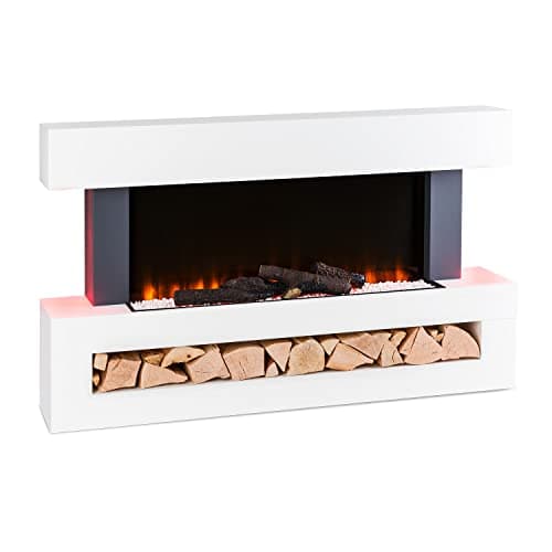 Klarstein Chimenea Electrica, Llama LED con una Potencia de 2000W y Mando a Distancia, Temporizador y Control Automático de Temperatura, Chimenea Interior Casa con Ventilador, Estufas Interior