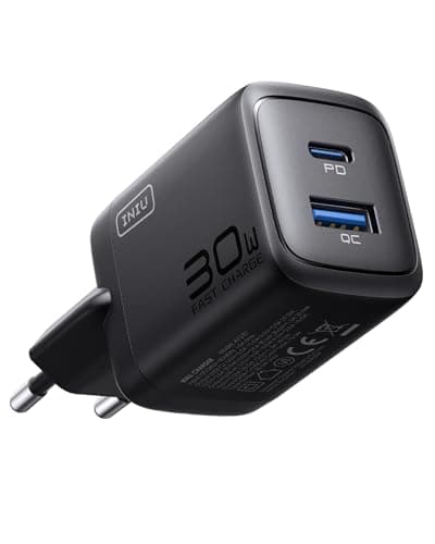 INIU Cargador USB C 30W, 2 Puerto Cargador Tipo C Carga Rapida, PD 3.0 Cargador portatil de Pared Compacto para iPhone 16 15 14 13 12 Pro MAX, iPad, Samsung S24 S23 Ultra, Google, Xiaomi, Huawei, etc