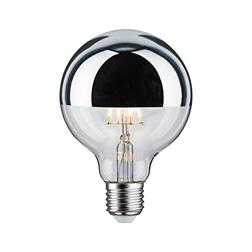 Paulmann Lámpara LED de filamento LED G95 de 7 W, espejo retrovisor plateado, 2700 K, blanco cálido, regulable E27, 1 unidad (paquete de 1)