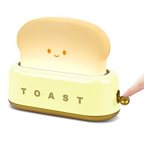 URAQT Luz Nocturna Para Niños, Luz Nocturna Para Dormitorio con Forma de Tostadora, Lámpara de Noche Portátil Recargable Por USB con Temporizador, para Decoración de Dormitorio Junto(Amarillo)