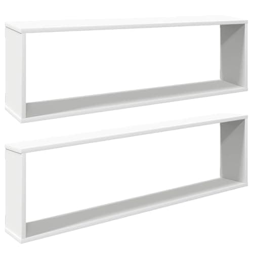 vidaXL 2X Estante Cubo Pared Estantería Colgante CD Libros Coleccionables Fotos Premios Adornos Decoración Librerías Contrachapada Blanco 100x15x30 cm