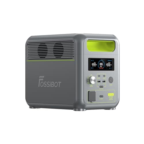 FOSSiBOT Estacion de energia portatil F1200,1024Wh LiFePO4,con 2 Salidas AC de 1200W(Power Lifting 2400W),100W Typ-C, Carga Rápida de 49min.de 0-80%,Generador Solar para hogar/caravanasa/campada