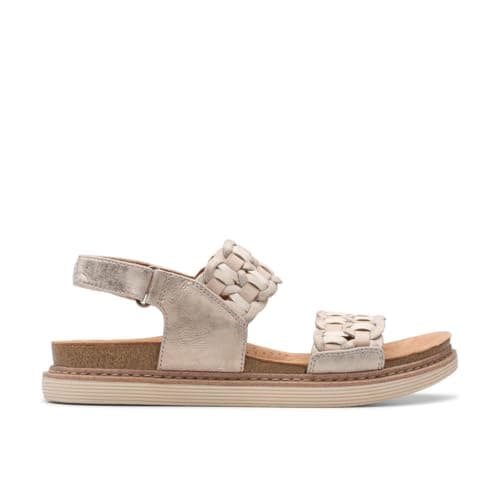 Clarks - Arwell Glide, Sandalia De las mujeres, Metallic Combi,