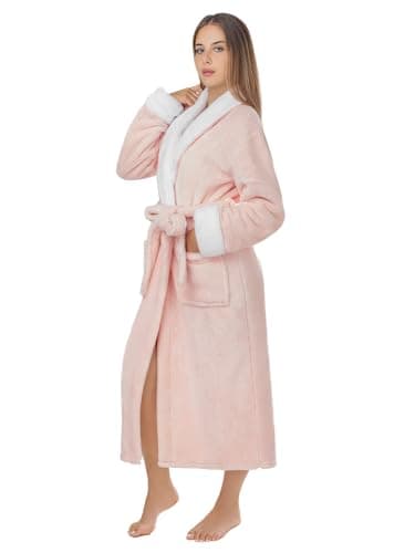 LEBENGOOD Bata Mujer Invierno - Albornoz Mujer Forro Polar, Batas de Casa Señora, Coralina, Acogedora, Microfibra OEKO-TEX®(XL,Rosa)
