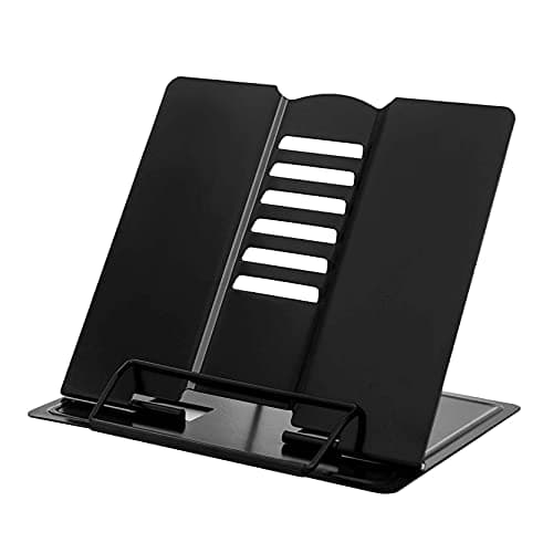 XLKJ Estante de Lectura Plegable,Soporte de Libro de Metal Ajustable para Libros de Apoyo,Ideal para Leer, Ver Videos, Estudiar,Libros de Cocina,Notas Musicales y Tablet Tomar Notas