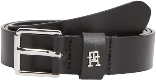 Tommy Hilfiger AW0AW18651 Th Square 2.5 Silver - Cinturón ajustable para mujer, color negro, 95
