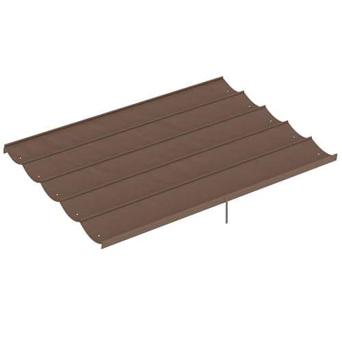 Outsunny Techo de Pérgola 3,5x2,6 m, Techo de Repuesto Retráctil para Marco de Pérgola de 4x3 m, UV30+, Toldo de Tela Solo para Cenador Jardín con 10 Orificios de Drenaje, Café