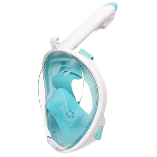 Jsdoin Máscara de Snorkel,180°Panorámica Máscara de Buceo de Cara Completa Infantil, Anti-vaho Anti-Fuga,Diseño Antiniebla y Plegable para Adultos y Niños (Blanco Verde, S/M)