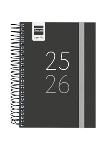 Finocam - Agenda Secundaria Curso 2025 2026 1 Día Página Septiembre 2025 - Junio 2026 (curso lectivo) + Julio y Agosto resumidos Negro Español