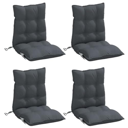 vidaXL Cojines para sillas Respaldo bajo, Set de 4, 100x50x7 cm, Antracita, Tejido Oxford, Almohadilla para Asiento jardín & terraza, Cojín sofá & Silla, con Cintas elásticas, Repelente al Agua