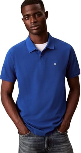 Calvin Klein Polo SS Monogram de piqué LV040EM269 S/S para Hombre, Color Azul (Chase Blue), XS, Azul (Chase Blue), XS